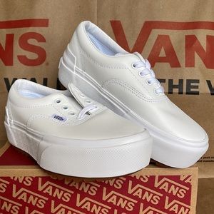 Vans Era Stacked Leather True White/True White Mens platforms